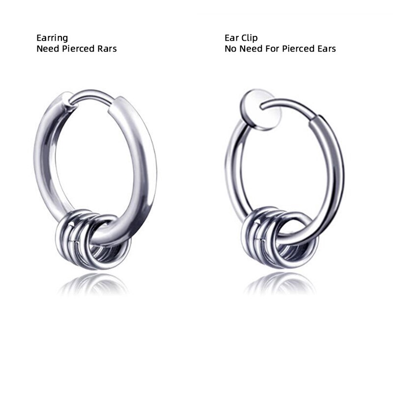 1 Khuyên Kẹp Vành Tai Bằng Thép Titan Không Gỉ Màu Đen / Bạc Phong Cách Gothic Punk Dành Cho Nam Và Nữ