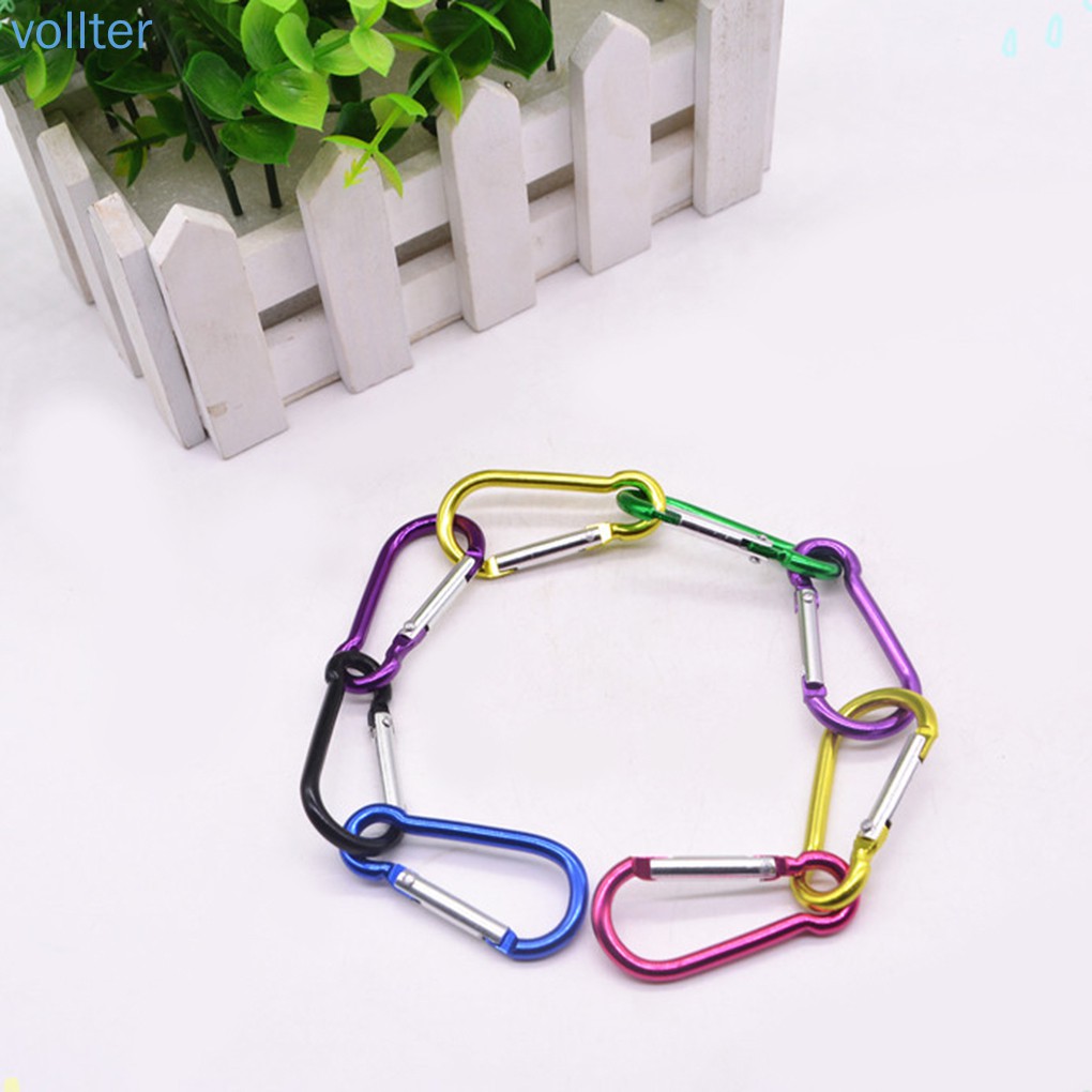 Set 5 móc khóa hợp kim nhôm hình chữ D tiện lợi cho dã ngoại