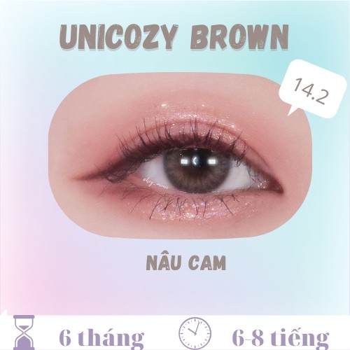 Kính áp tròng Hàn Quốc UNICOZY BROWN - Lens nâu tây nhẹ HSD 6 tháng