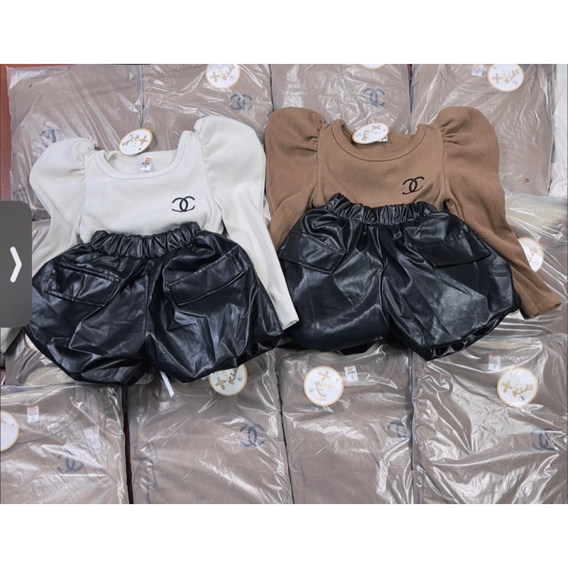 Bộ áo zip nhung quần da phồng xịn đẹp cho bé gái (10-20kg)
