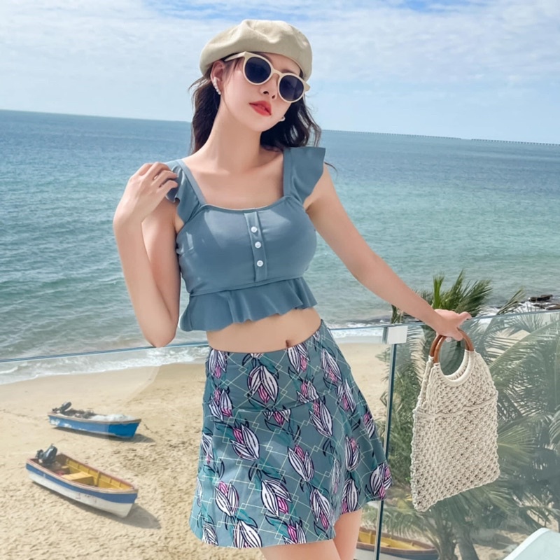 Bộ đồ bơi tắm biển đi bơi bikini chân váy áo cánh tiên che khuyết điểm 9209