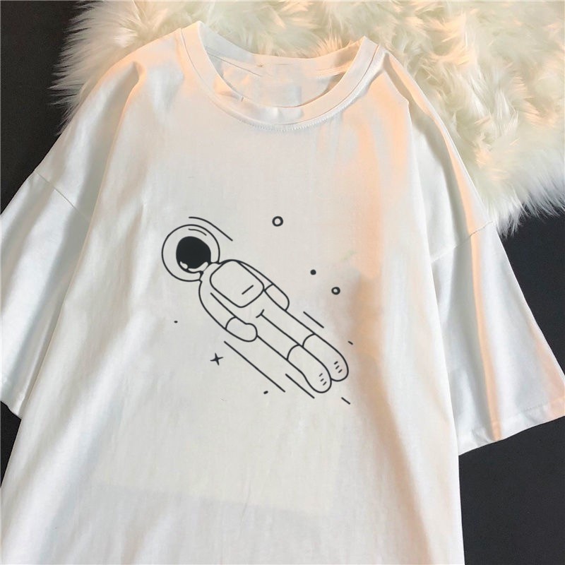 Astronaut Japanese-style Vintage Clothing Short Sleeve T-shirt Women's 2021 Loose-Fit Korean-style Fashion INS Harajuku-