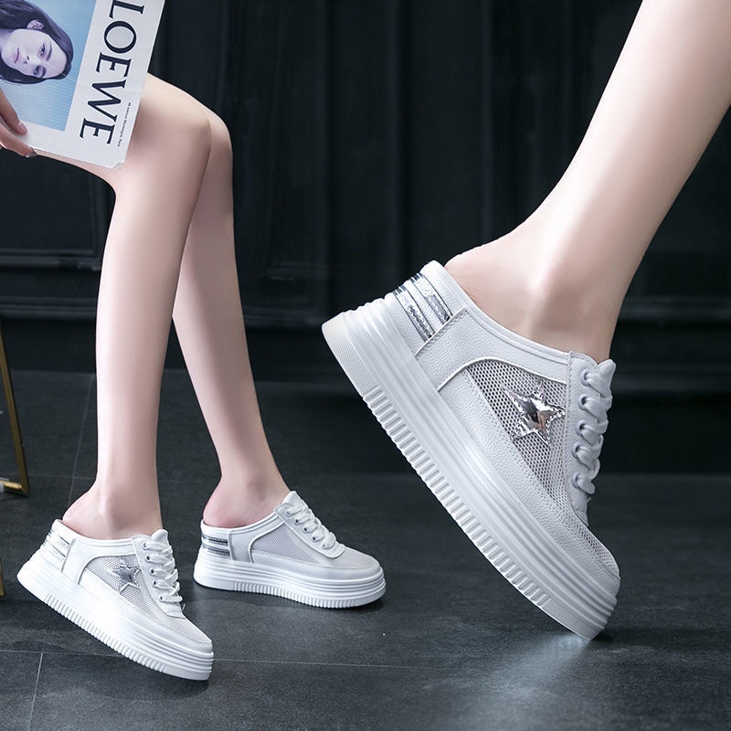Giày Lười Đế Dày Phối Lưới Thoáng Khí Cho Nữ