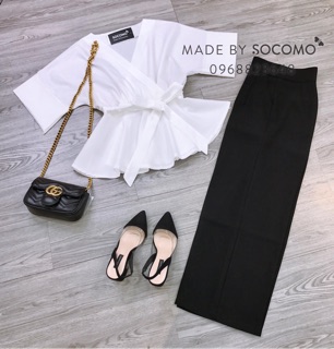 Set áo peplum quần ống rộng