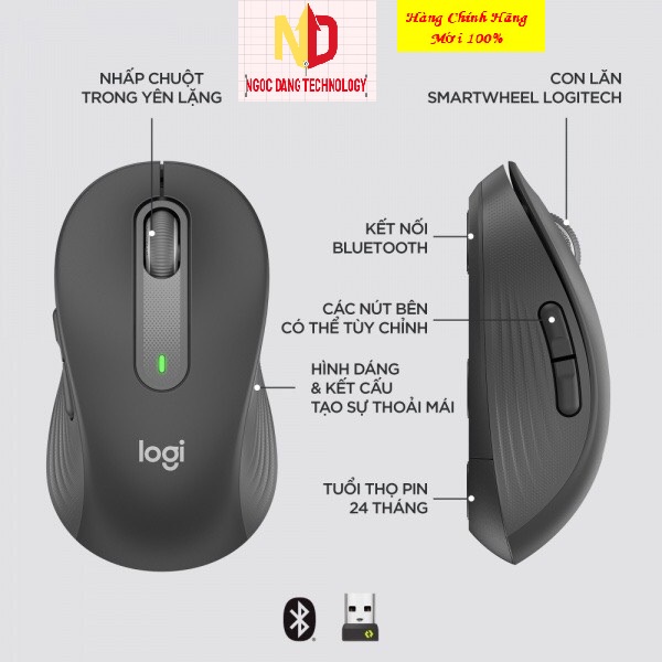 Chuột không dây Logitech M650L Silent Wireless Đen