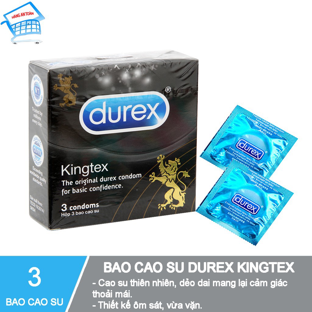 Bộ 5 hộp Baocaosu Durex Kingtex 3 chiếc Kiểu dáng vừa vặn ôm sát siêu thị durex