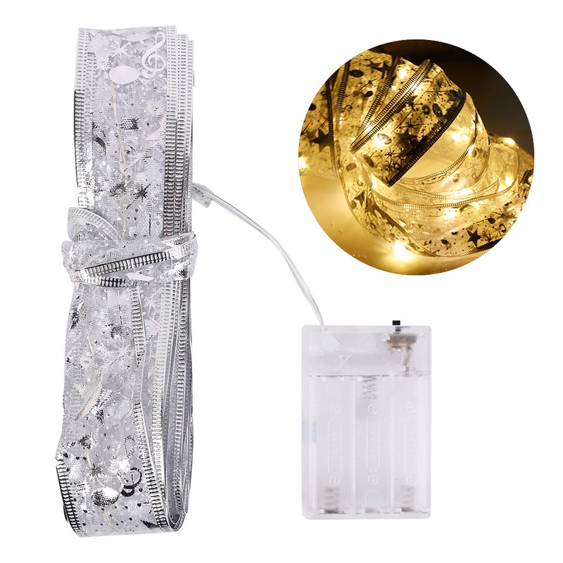 Dây Đèn LED Trang Trí Cây Thông Giáng Sinh Đính Nơ Xinh Xắn