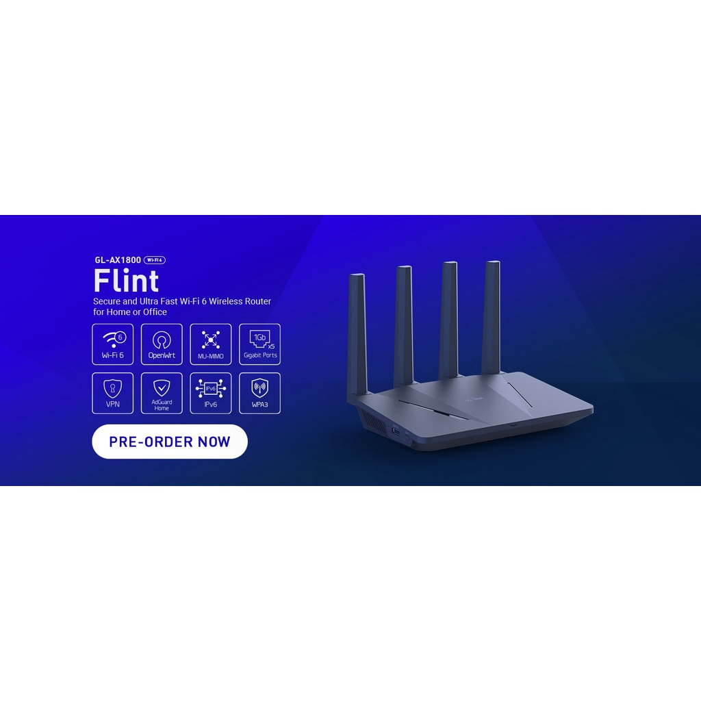 Router Wifi Flint AX1800 Wifi 6 GL.inet thiết bị phát wifi chuyên dụng tích hợp chặn quảng cáo và VPN 2023 OpenWRT