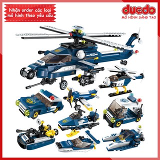 ENLIGHTEN Qman Lắp ghép Trực thăng Biến Hình 8 in 1 - Transformers Robot - Đồ chơi Xếp hình 1801 Mô hình