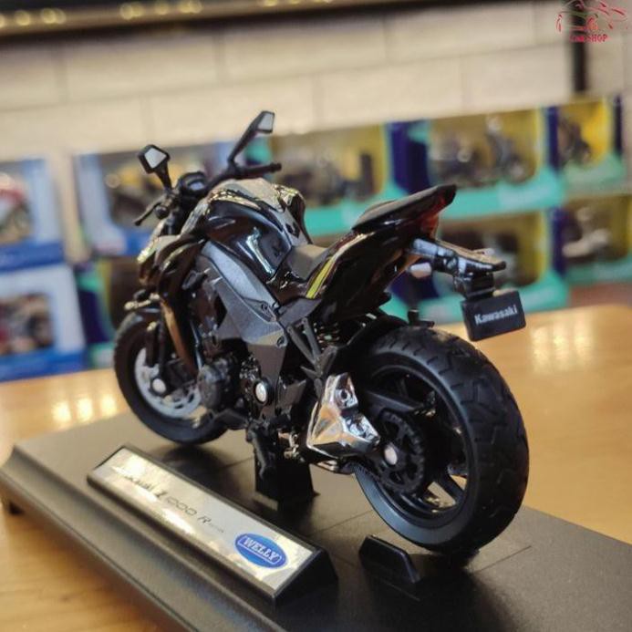 NEW Xe mô hình môtô siêu xe Kawasaki Z1000R tỉ lệ 1:18 hãng Welly hàng cao cấp