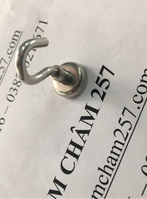 móc treo nam châm D16mm, sử dụng nam cham trắng đất hiếm lực hút mạnh