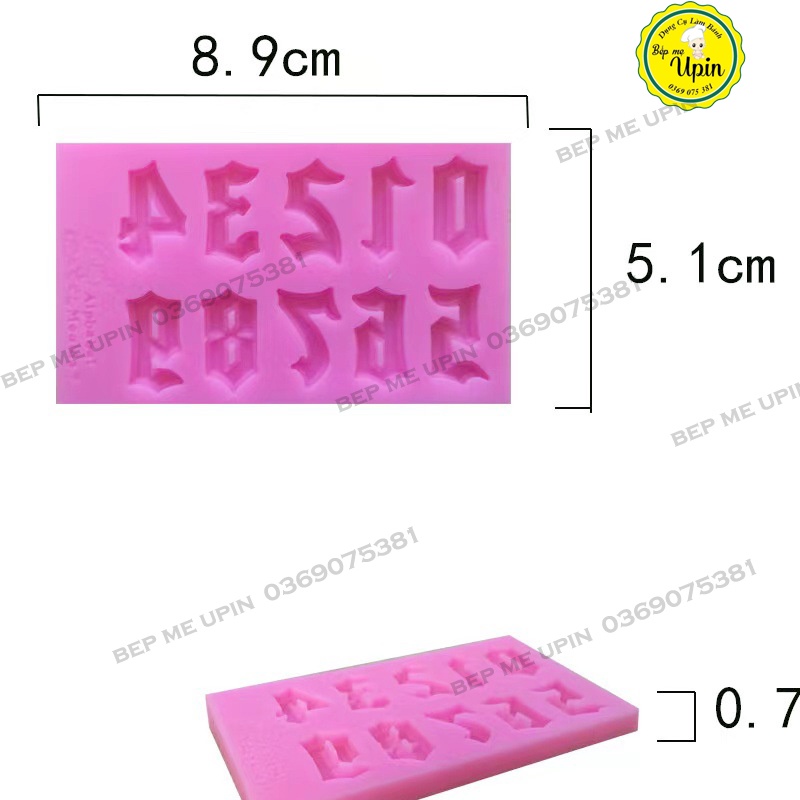 [Khuôn Silicone 4D] sét 3 khuôn chữ số to cách điệu trang trí bánh rau câu, bánh sinh nhật
