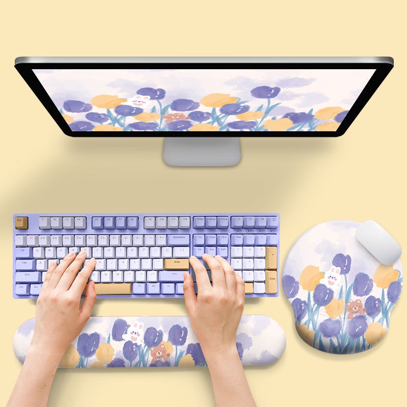 Đệm Lót Chuột / Bàn Phím Bằng Silicone Hình Hoa Tulip / Gấu / Thỏ 3D Dành Cho Nam Nữ