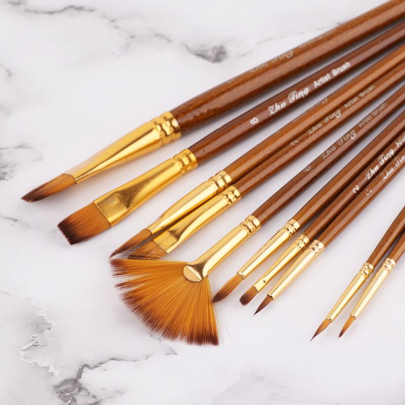 Set 10 Cọ Vẽ Màu Nước Đủ Loại Tiện Dụng