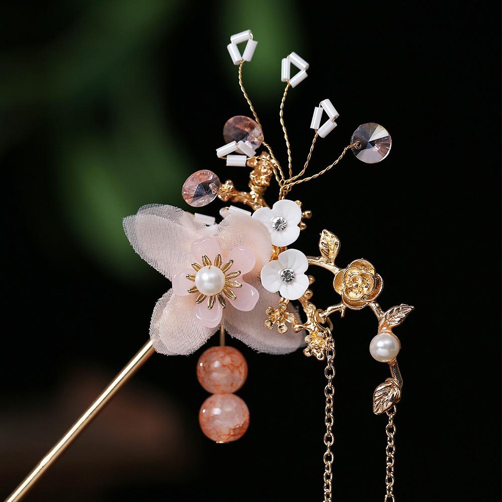 BERNARDO Lược Cài Tóc Handmade Đính Hoa Tua Rua Dài Thời Trang Cho Nữ