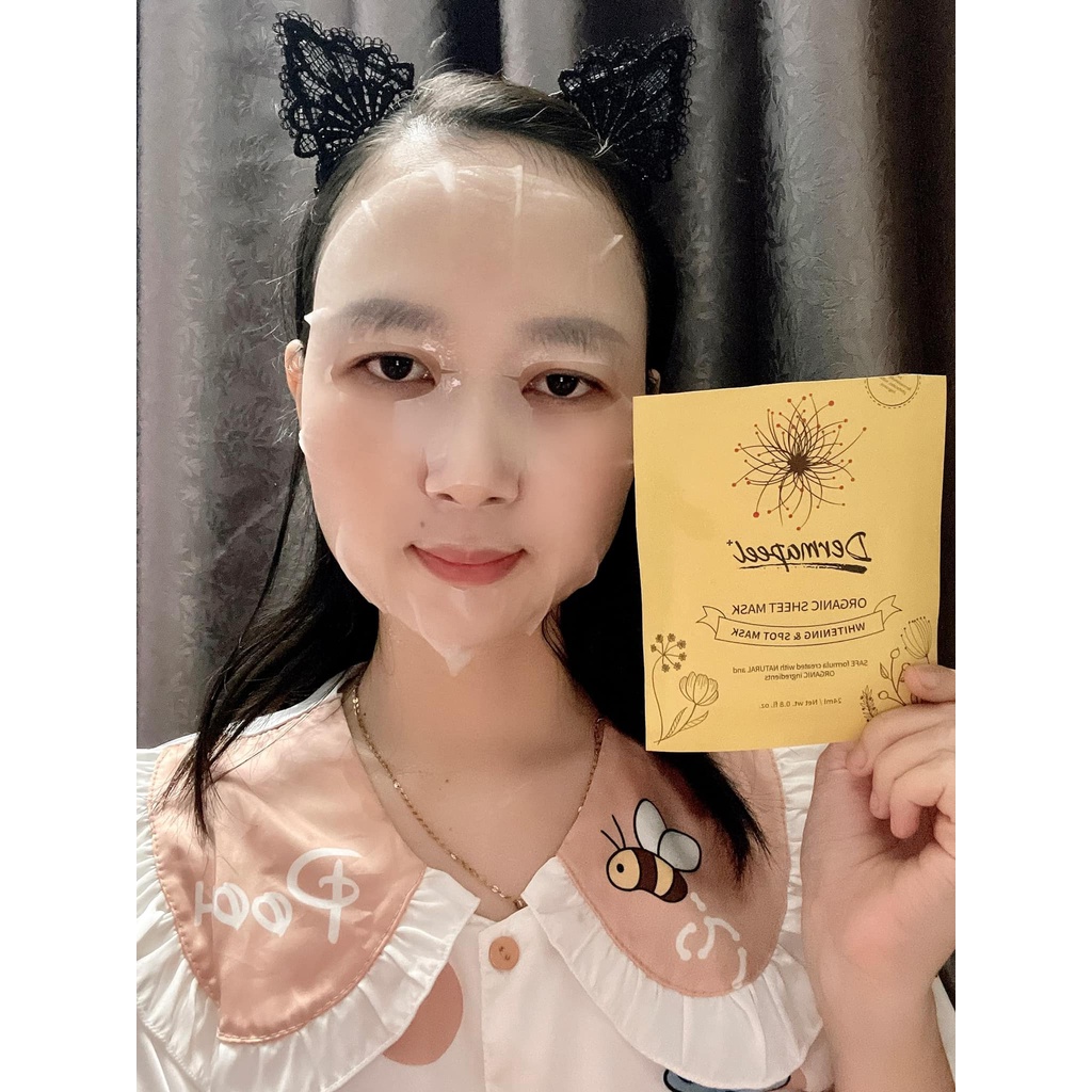 Mặt Nạ Trắng Da - Mờ Thâm Nám Dermapeel - Organic Sheet Mask - Whitening & Spot Mask 24ml x 4 Miếng Hàn Quốc