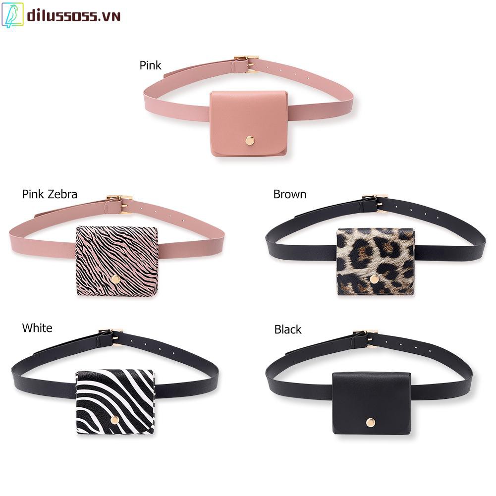 ví Túi thắt lưng Casual Women PU Mini Waist Fanny Bag Retro Animal Pattern Bum Money Pouches