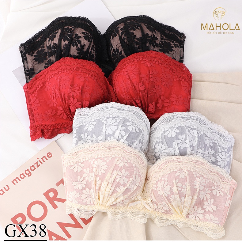 Áo lót nữ cup ngang có gọng mút vừa nâng ngực tự nhiên phối ren GX38 Mahola