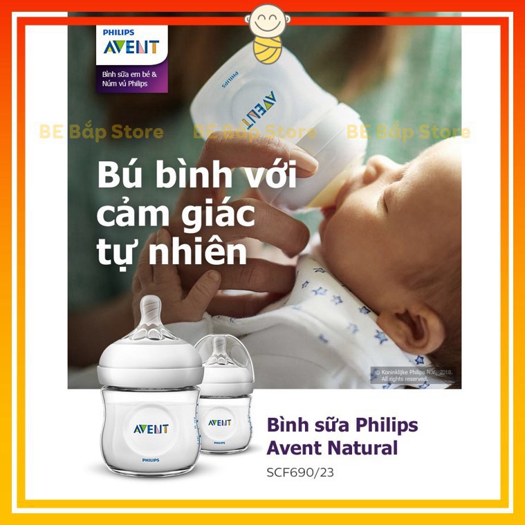 Bình Sữa AVENT Natural ⚡𝟭𝟬𝟬% CHÍNH HÃNG⚡ Bình Sữa Avent Chống Đầy Hơi 125ml/260ml [Được chọn núm]