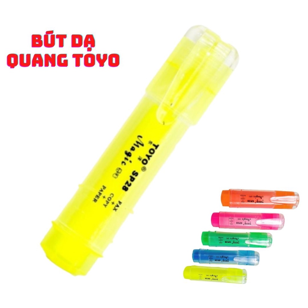Bút dạ quang màu Toyo Sipa viết phản quang 5 màu DƯƠNG HỒNG VÀNG LÁ CAM