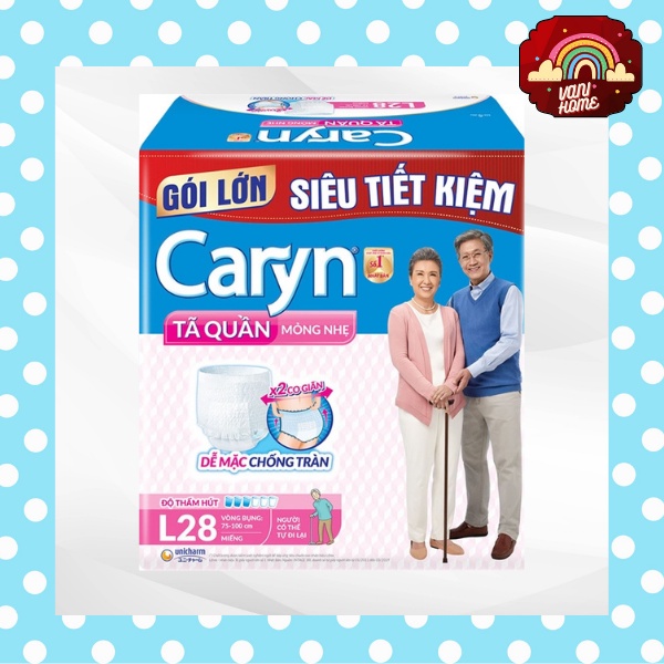 (HCM-NOWSHIP) Tã quần Caryn size L gói 28 miếng siêu tiết kiệm