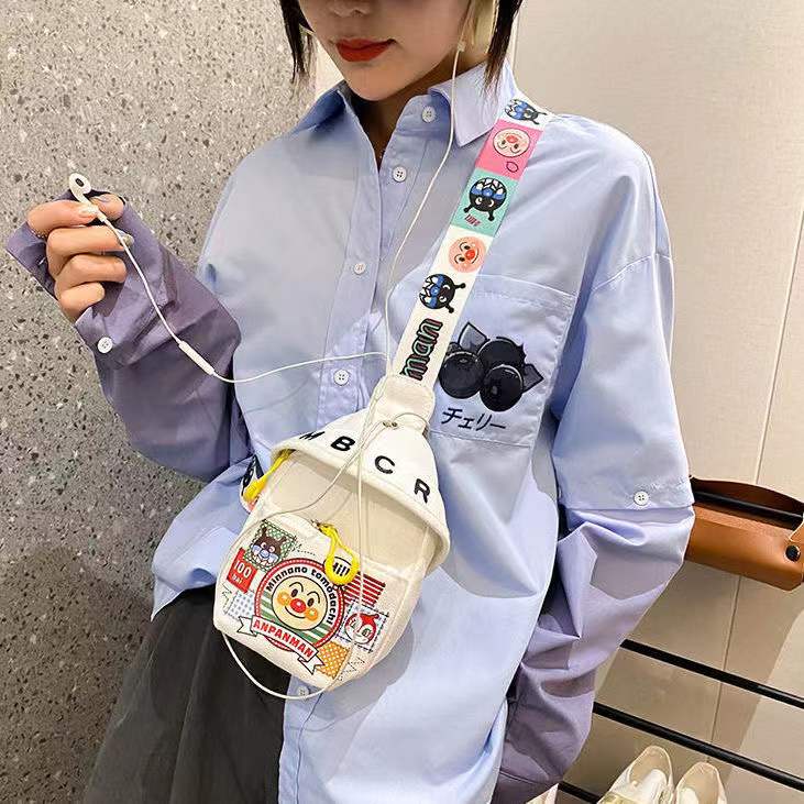 Túi Vải Canvas Đeo Chéo Họa Tiết Hoạt Hình Thời Trang Cho Bé Phong Cách Hàn Quốc