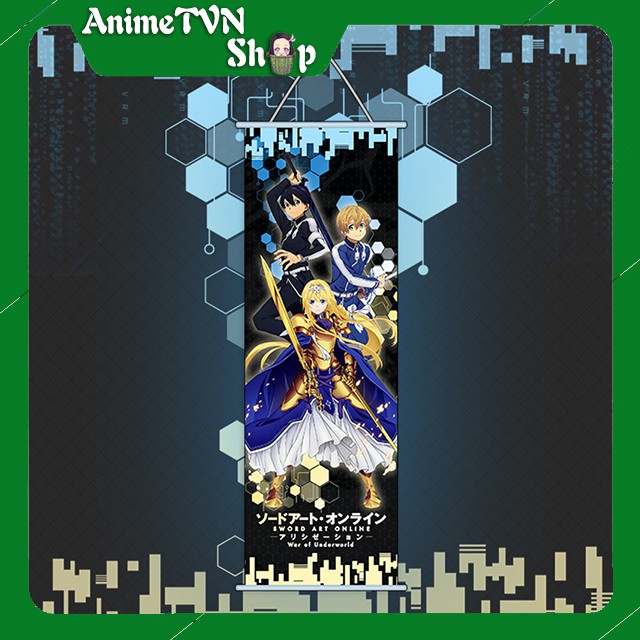 Poster vải lụa tranh lụa treo tường hình Anime Manga - Sword art Online (SAO) Size 30x70cm