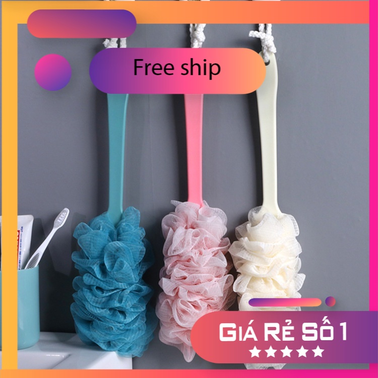 Cây Chổi Bông Tắm Có Cán Kì Cọ Lưng - KIỂU BÔNG TẮM - Dụng Cụ Massage Chà Tẩy Tế Bào Chết