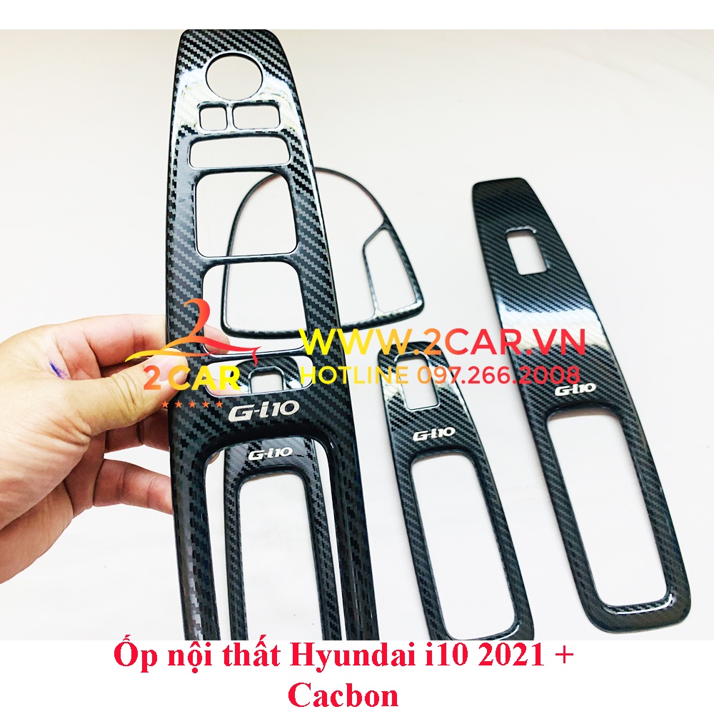 Ốp Nội Thất CARBON Xe Hyundai i10 đời 2021- 2022- 2023, vân CACBON cao cấp