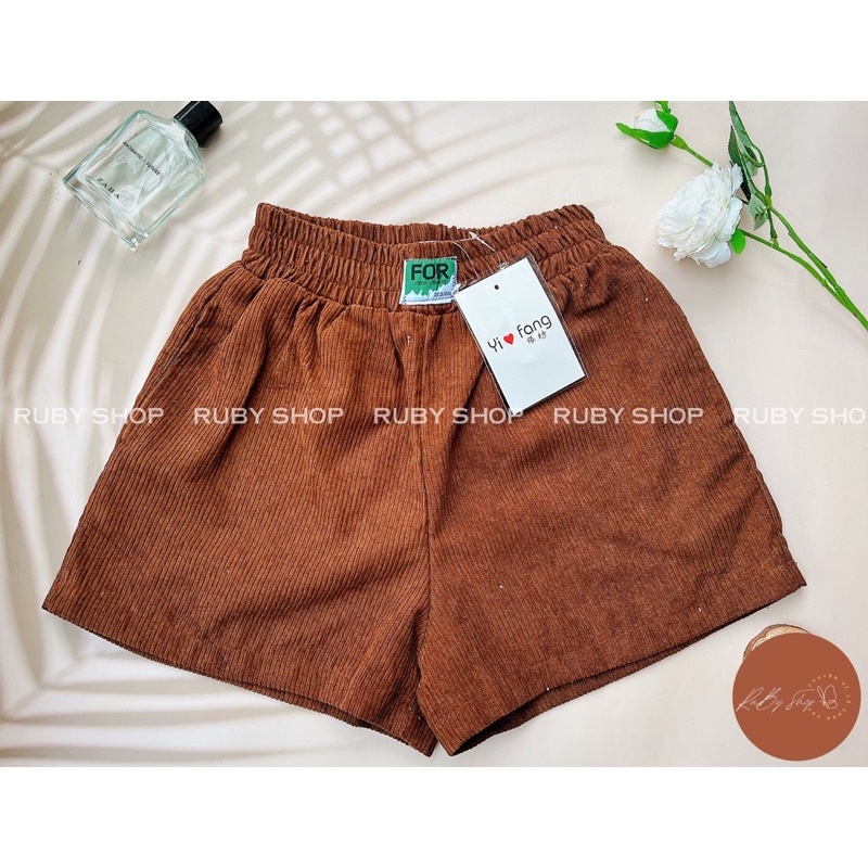 Quần Sooc Nhung Tăm ⚡️ Ảnh thật 100% ⚡️Chất Liệu Siêu Đẹp, Ống Rộng Lưng Cao , Lên Dáng Cực Xinh