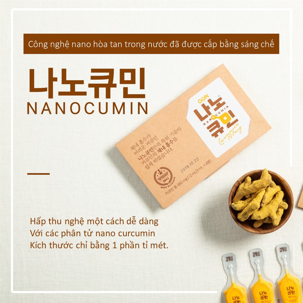 Tinh chất nghệ Nano Curcumin Hàn Quốc Gon (hộp 32 tép)