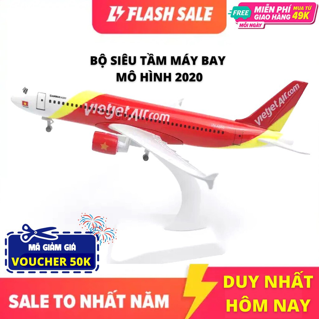 Máy bay mô hình kim loại 20cm Vietjet air