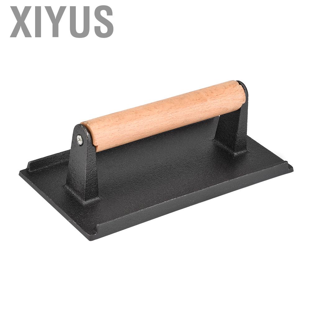Xiyus Commercial Cast Iron Steak Weight Wooden Handle Bacon Grill Hamburger Press