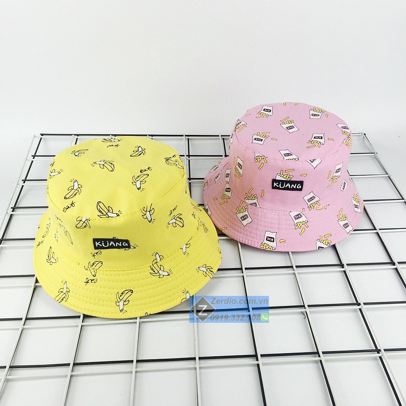 Nón bucket nam nữ Kuang 2 mặt đẹp chất liệu cotton thoáng mát, phong cách cá tính thời thượng