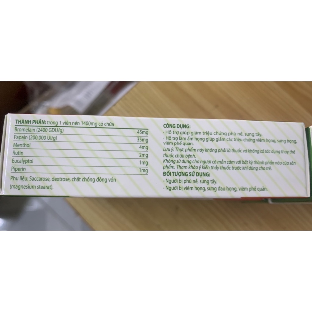 Viên ngậm giảm đau họng GREEN SZYM ( Tuýp 24 viên)