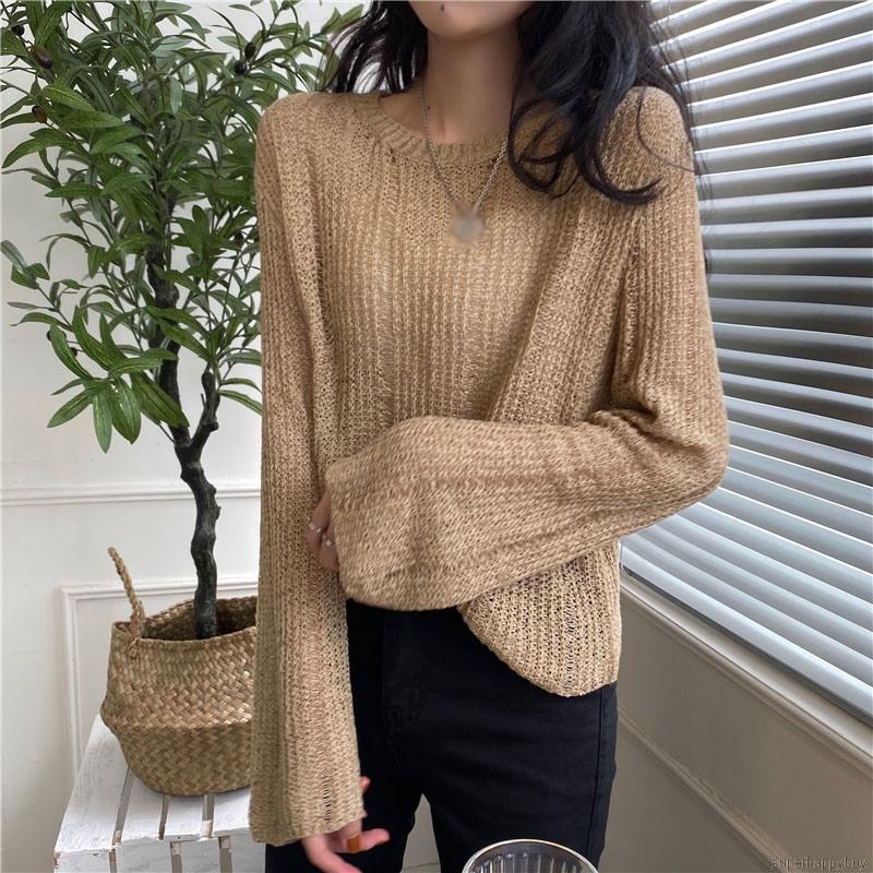 Áo Sweater Dệt Kim Dáng Rộng Tay Dài Thiết Kế Thanh Lịch Cho Nữ | BigBuy360 - bigbuy360.vn
