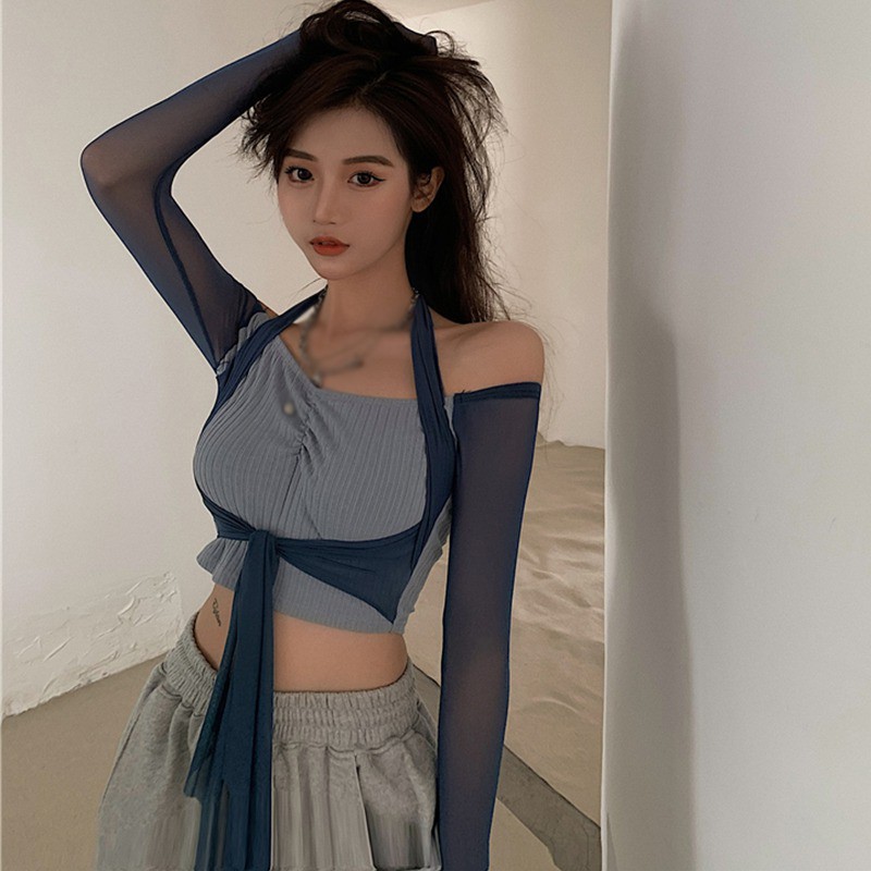 Áo Croptop Tay Dài Thiết Kế Quyến Rũ