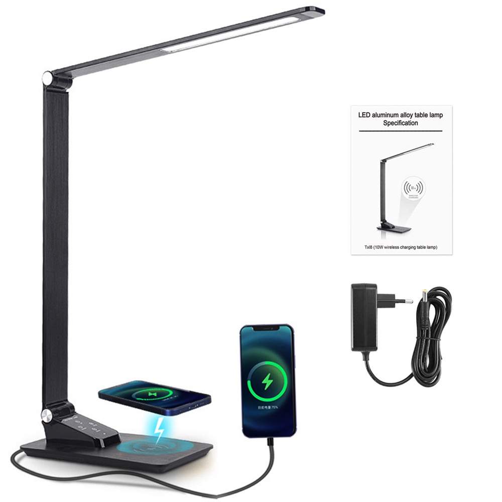Đèn học để bàn Led cảm ứng 5 chế độ ánh sáng TX18, Tích hợp sạc điện thoại không dây Qi 10W