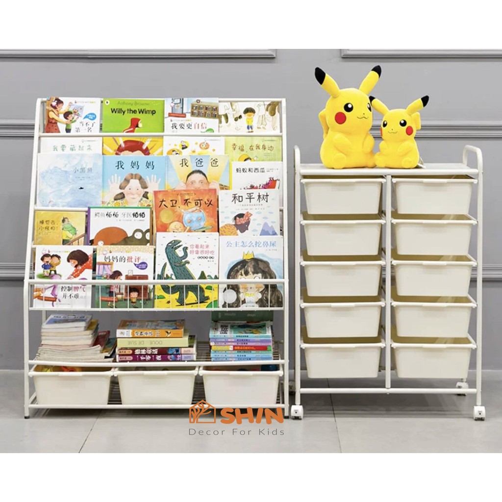 Kệ sách trẻ em kèm kệ đồ đa năng