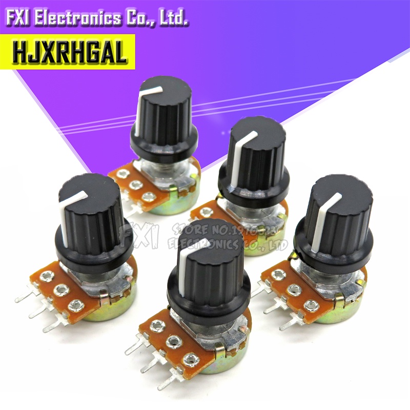 Bộ 5 Linh Kiện Điện Tử 5 Món WH148 B1K ~ B1M ohm 1K 2K 5K 10K 20K 3Pin 15mm 10K 3 Cho Arduino