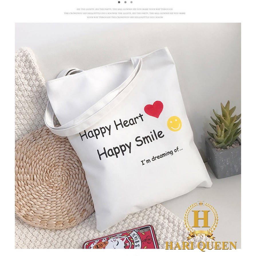 FREE SHIP ĐƠN TỪ 50K [Túi tote] Túi vải Heart Smile HARI0720 1