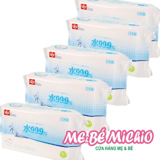 Combo 5 gói khăn ướt lec tinh khiết 99.9%nước tinh khiết e161 80 tờ/túi