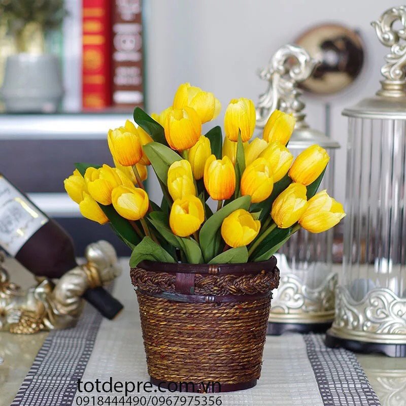 Chùm Tulip 9 bông - Hoa giả siêu bền đẹp