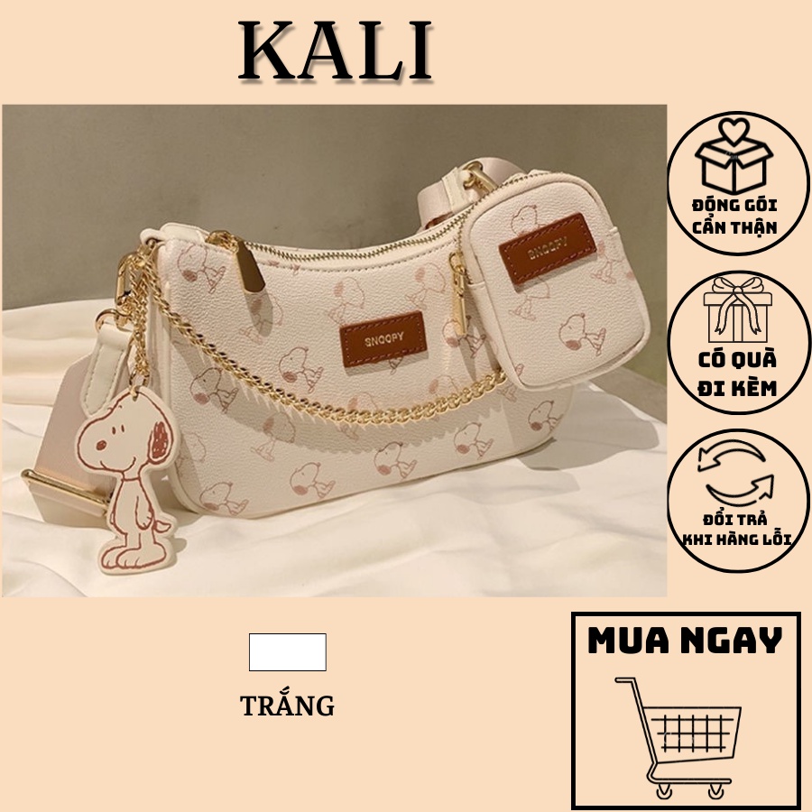 Túi đeo chéo nữ phong cách trẻ trung kèm ví nhỏ họa tiết cún con đáng yêu Túi xách nữ snoopy D14