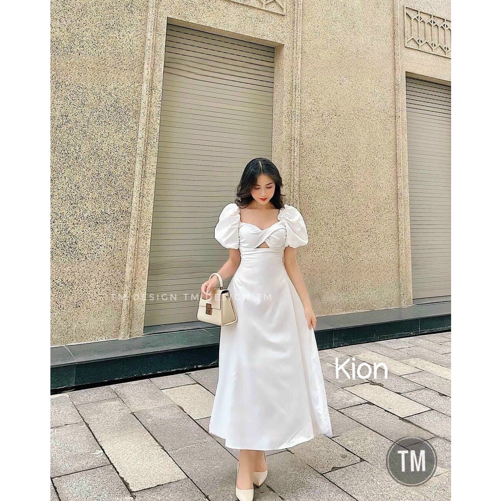 Đầm Váy Nữ Maxi Thiết Kế Cổ Vuông Tay Phồng Xoắn Ngực Phong Cách Trẻ Trung Đi Chơi, Đi Tiệc Thời Trang Nữ Xm Minh Phúc