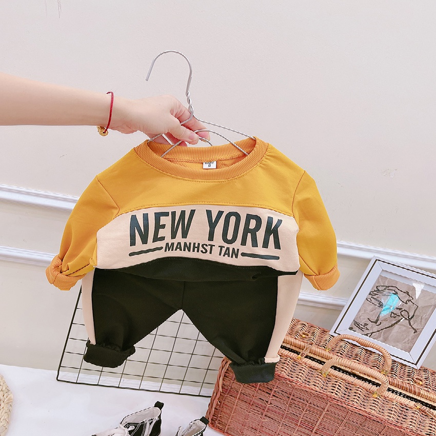 ĐỒ BỘ THU ĐÔNG BÉ TRAI IN CHỮ NEW YORK NỈ DA CÁ QUẢNG CHÂU XỊN XÒ CHÀO THU 2021 SIZE 9-21KG