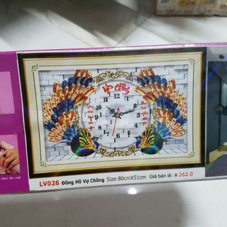 Tranh đính đá vợ chồng chim công lv 167,lv162