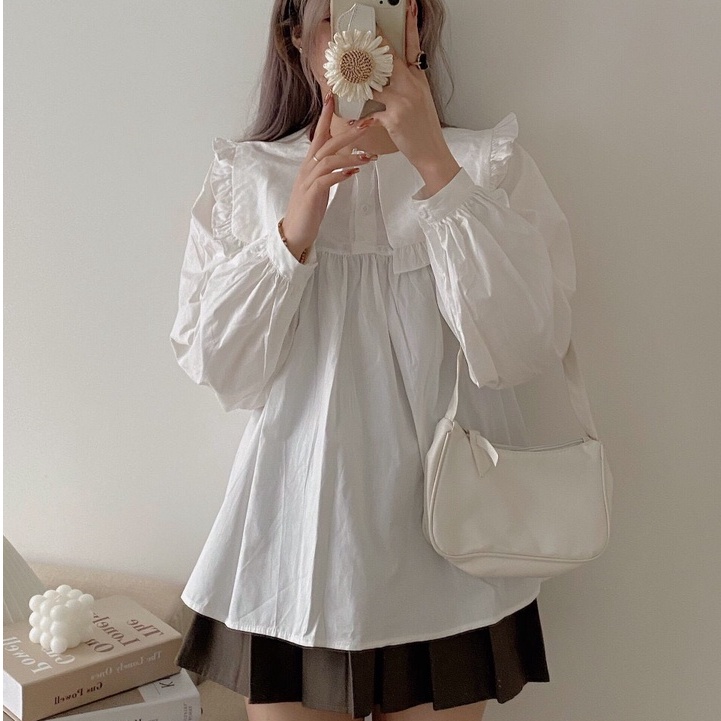 Áo Sơ Mi Nữ Dáng Babydoll Chất Đũi Xước Phong Cách Ulzzang | BigBuy360 - bigbuy360.vn