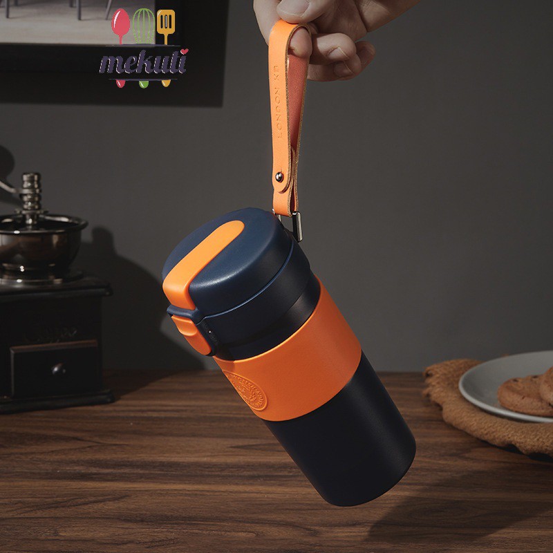 Bình giữ nhiệt inox 316 có quai xách 370 ml Sweet cafe phong cách Bắc Âu mang đi học, dùng trên ô tô