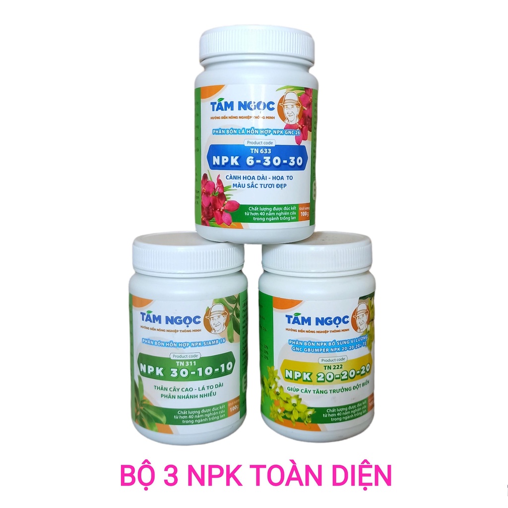 Bộ 3 lọ NPK dùng 3 giai đoạn phát triển chính Lan của thầy Tám Ngọc